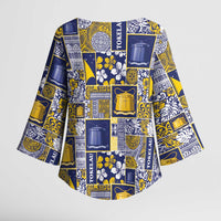 Tokelau Manuia te Kilihimahi Kimono Sleeve Blouse Pacific Patchwork Xmas Vibes LT9 - Polynesian Pride