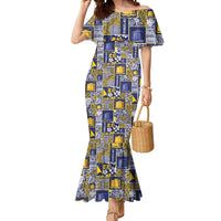 Tokelau Manuia te Kilihimahi Mermaid Dress Pacific Patchwork Xmas Vibes LT9 Women Blue - Polynesian Pride
