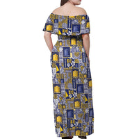 Tokelau Manuia te Kilihimahi Off Shoulder Maxi Dress Pacific Patchwork Xmas Vibes LT9 - Polynesian Pride