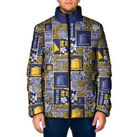 Tokelau Manuia te Kilihimahi Padded Jacket Pacific Patchwork Xmas Vibes LT9 Men Blue - Polynesian Pride