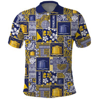 Tokelau Manuia te Kilihimahi Polo Shirt Pacific Patchwork Xmas Vibes LT9 Blue - Polynesian Pride