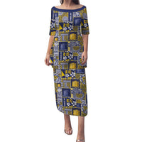 Tokelau Manuia te Kilihimahi Puletasi Pacific Patchwork Xmas Vibes LT9 Long Dress Blue - Polynesian Pride