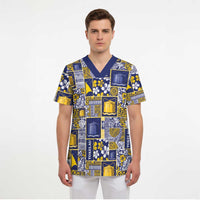 Tokelau Manuia te Kilihimahi Scrub Top Pacific Patchwork Xmas Vibes LT9 - Polynesian Pride