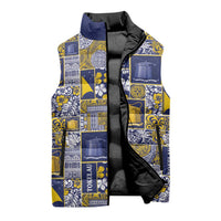 Tokelau Manuia te Kilihimahi Sleeveless Puffer Jacket Pacific Patchwork Xmas Vibes LT9 - Polynesian Pride