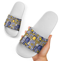 Tokelau Manuia te Kilihimahi Slide Sandals Pacific Patchwork Xmas Vibes LT9 - Polynesian Pride