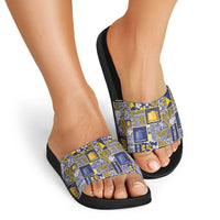 Tokelau Manuia te Kilihimahi Slide Sandals Pacific Patchwork Xmas Vibes LT9 - Polynesian Pride