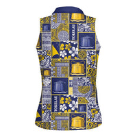 Tokelau Manuia te Kilihimahi Women Sleeveless Polo Shirt Pacific Patchwork Xmas Vibes LT9 - Polynesian Pride