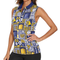 Tokelau Manuia te Kilihimahi Women Sleeveless Polo Shirt Pacific Patchwork Xmas Vibes LT9 - Polynesian Pride