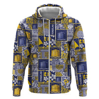 Tokelau Manuia te Kilihimahi Zip Hoodie Pacific Patchwork Xmas Vibes LT9 Zip Hoodie Blue - Polynesian Pride