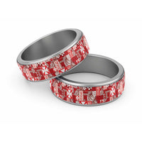 Wallis Et Futuna Kilisimasi Fiefia Classic Ring Pacific Patchwork Xmas Vibes LT9 Sliver Red - Polynesian Pride