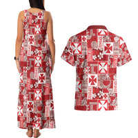 Wallis Et Futuna Kilisimasi Fiefia Couples Matching Tank Maxi Dress and Hawaiian Shirt Pacific Patchwork Xmas Vibes - Polynesian Pride
