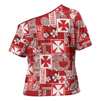 Wallis Et Futuna Kilisimasi Fiefia Cross Shoulder Shirt Pacific Patchwork Xmas Vibes LT9 - Polynesian Pride
