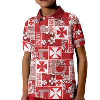 Wallis Et Futuna Kilisimasi Fiefia Kid Polo Shirt Pacific Patchwork Xmas Vibes LT9 Kid Red - Polynesian Pride