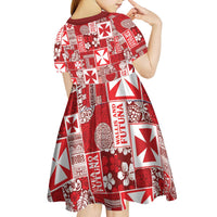 Wallis Et Futuna Kilisimasi Fiefia Kid Short Sleeve Dress Pacific Patchwork Xmas Vibes LT9 - Polynesian Pride