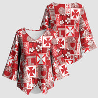 Wallis Et Futuna Kilisimasi Fiefia Kimono Sleeve Blouse Pacific Patchwork Xmas Vibes LT9 - Polynesian Pride