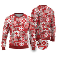 Wallis Et Futuna Kilisimasi Fiefia Ugly Christmas Sweater Pacific Patchwork Xmas Vibes LT9 Red - Polynesian Pride