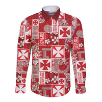Wallis Et Futuna Kilisimasi Fiefia Long Sleeve Button Shirt Pacific Patchwork Xmas Vibes LT9 Unisex Red - Polynesian Pride