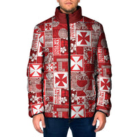 Wallis Et Futuna Kilisimasi Fiefia Padded Jacket Pacific Patchwork Xmas Vibes LT9 Men Red - Polynesian Pride