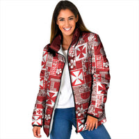 Wallis Et Futuna Kilisimasi Fiefia Padded Jacket Pacific Patchwork Xmas Vibes LT9 Women Red - Polynesian Pride