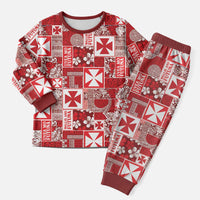 Wallis Et Futuna Kilisimasi Fiefia Christmas Pajama Set Pacific Patchwork Xmas Vibes LT9 Men Red - Polynesian Pride