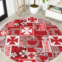 Wallis Et Futuna Kilisimasi Fiefia Round Carpet Pacific Patchwork Xmas Vibes - Polynesian Pride
