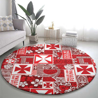 Wallis Et Futuna Kilisimasi Fiefia Round Carpet Pacific Patchwork Xmas Vibes - Polynesian Pride
