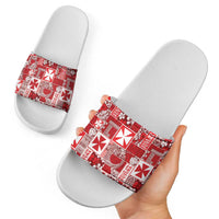 Wallis Et Futuna Kilisimasi Fiefia Slide Sandals Pacific Patchwork Xmas Vibes LT9 - Polynesian Pride