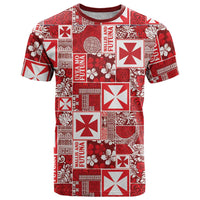 Wallis Et Futuna Kilisimasi Fiefia T Shirt Pacific Patchwork Xmas Vibes LT9 Red - Polynesian Pride