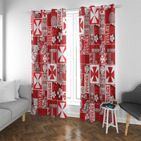 Wallis Et Futuna Kilisimasi Fiefia Window Curtain Pacific Patchwork Xmas Vibes - Polynesian Pride