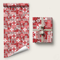 Wallis Et Futuna Kilisimasi Fiefia Wrapping Paper Pacific Patchwork Xmas Vibes LT9 58" × 23" Red - Polynesian Pride
