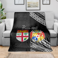 Fiji Tonga Coat of Arms Personalised Blanket - Masi Tapa and Tongan Ngatu Together LT9 - Polynesian Pride