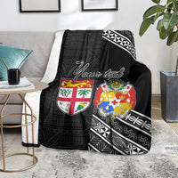 Fiji Tonga Coat of Arms Personalised Blanket - Masi Tapa and Tongan Ngatu Together LT9 - Polynesian Pride