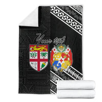 Fiji Tonga Coat of Arms Personalised Blanket - Masi Tapa and Tongan Ngatu Together LT9 - Polynesian Pride