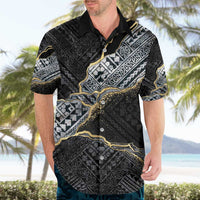 Polynesian Tribal Tattoo Hawaiian Shirt Dark Marble Pattern LT9 - Polynesian Pride