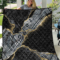 Polynesian Tribal Tattoo Quilt Dark Marble Pattern