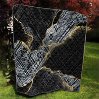 Polynesian Tribal Tattoo Quilt Dark Marble Pattern