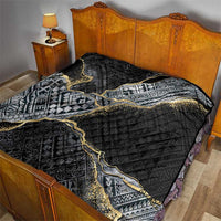 Polynesian Tribal Tattoo Quilt Dark Marble Pattern