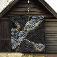 Polynesian Tribal Tattoo Quilt Dark Marble Pattern