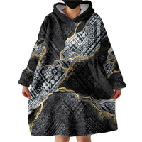 Polynesian Tribal Tattoo Wearable Blanket Hoodie Dark Marble Pattern LT9 - Polynesian Pride