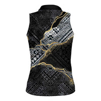 Polynesian Tribal Tattoo Women Sleeveless Polo Shirt Dark Marble Pattern LT9 - Polynesian Pride