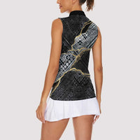 Polynesian Tribal Tattoo Women Sleeveless Polo Shirt Dark Marble Pattern LT9 - Polynesian Pride