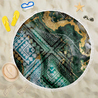 Polynesian Tribal Tattoo Beach Blanket Green Marble Pattern LT9 One Size 150cm Green - Polynesian Pride