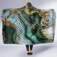 Polynesian Tribal Tattoo Hooded Blanket Green Marble Pattern LT9 One Size Green - Polynesian Pride