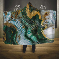 Polynesian Tribal Tattoo Hooded Blanket Green Marble Pattern LT9 - Polynesian Pride
