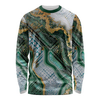 Polynesian Tribal Tattoo Long Sleeve Shirt Green Marble Pattern LT9 Unisex Green - Polynesian Pride