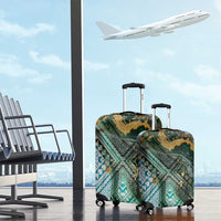 Polynesian Tribal Tattoo Luggage Cover Green Marble Pattern