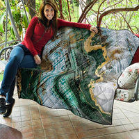 Polynesian Tribal Tattoo Quilt Green Marble Pattern