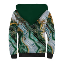 Polynesian Tribal Tattoo Sherpa Hoodie Green Marble Pattern LT9 - Polynesian Pride
