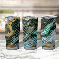 Polynesian Tribal Tattoo Tumbler Cup Green Marble Pattern LT9 - Polynesian Pride