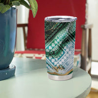 Polynesian Tribal Tattoo Tumbler Cup Green Marble Pattern LT9 - Polynesian Pride